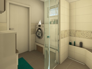 M20 - Perspektive Dusche,  Bad mit floralen Akzenten, 3D-Highend Fotorealistik