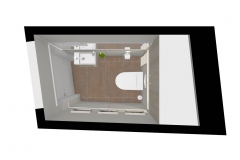 M100 3D-Grundriss WC in creme-braun