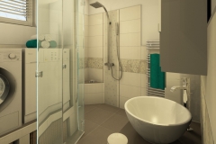 M19 - Perspektive Dusche,  Bad mit floralen Akzenten, 3D-Highend Fotorealistik