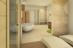 M25 - Perspektive Wellnesszone, Badewanne und Dusche, Bad klassisch, 3D HIghend-Fotorealistik